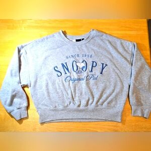 Peanuts Snoopy Original Pal Women's Cropped sweatshirt Grey, Lrg Embroidery, MED